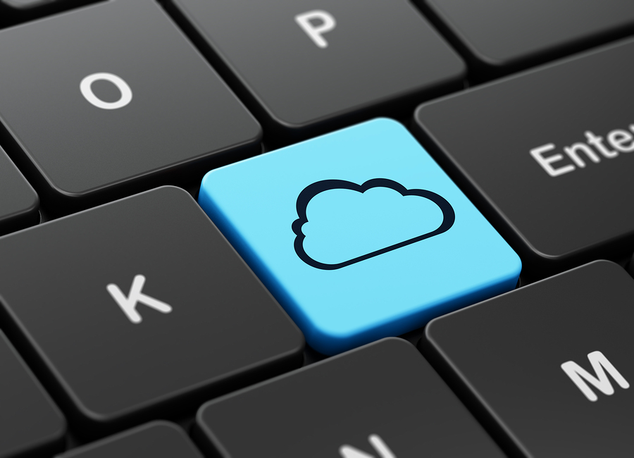 Cloud technology concept: Cloud on computer keyboard background